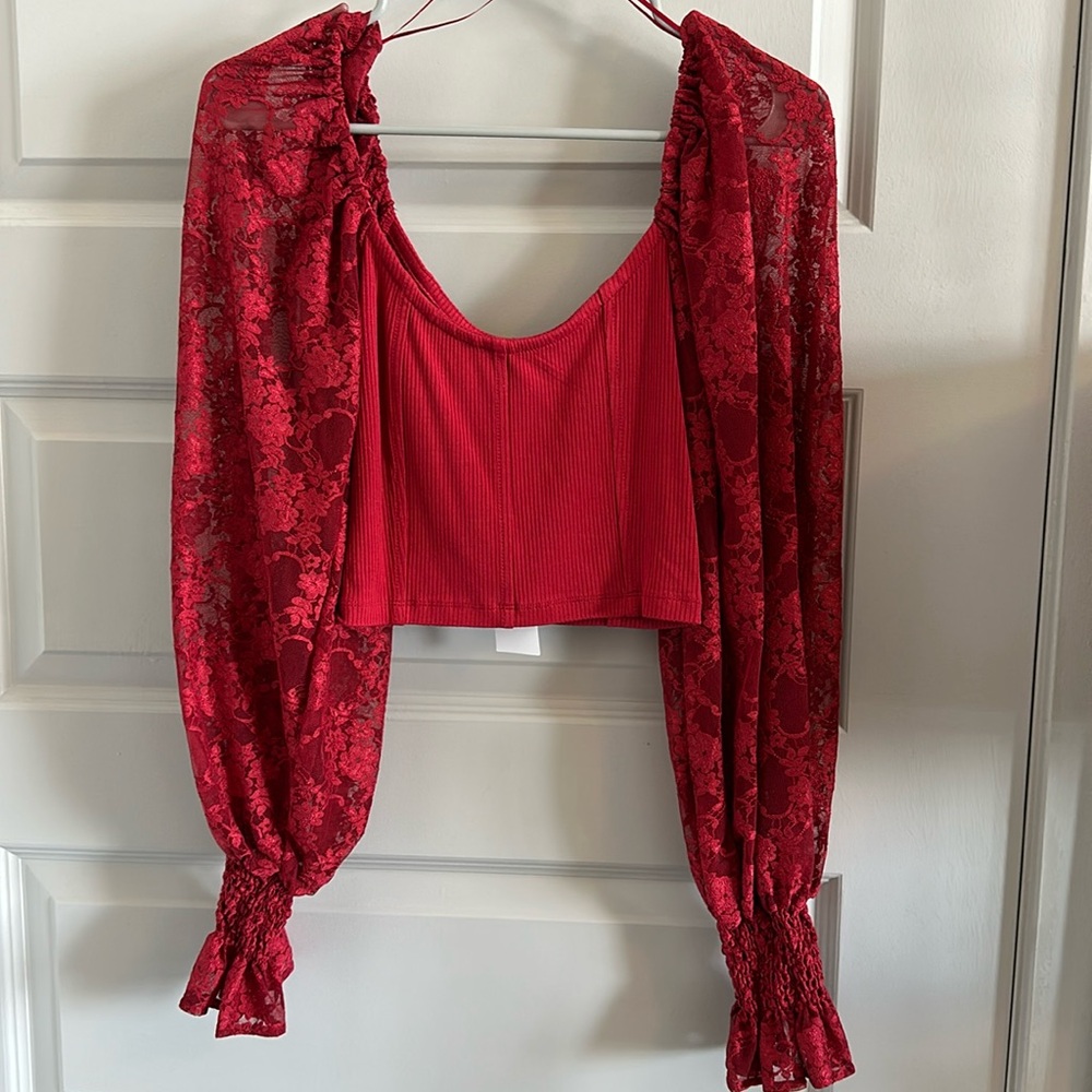 Urban Outfitters Crop Top with Lace Sleeves